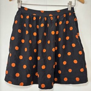 Steven Alan Women’s Silk Skater Skirt Black Orange Polka Dot XS